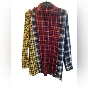 Fashion Nova Multi-Panel Flannel Button front Top/Shacket. Size Medium.